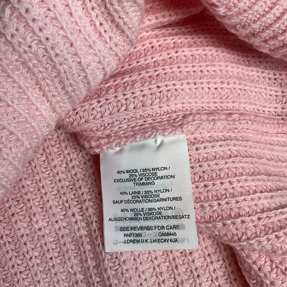 J.Crew Pink Wool Blend Sweater with Velvet Bow Neck Size Small Preppy Luxury - Picture 9 of 10